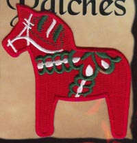 Dala Horse Iron-On Patch - Red Dala Horse Iron-On Patch - Red